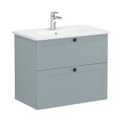 Vitra Root Classic 68865 Lavabo Dolabı, İki Çekmeceli, 80 Cm, Mat Fiyord Yeşili, Yuvarlak Lavabolu